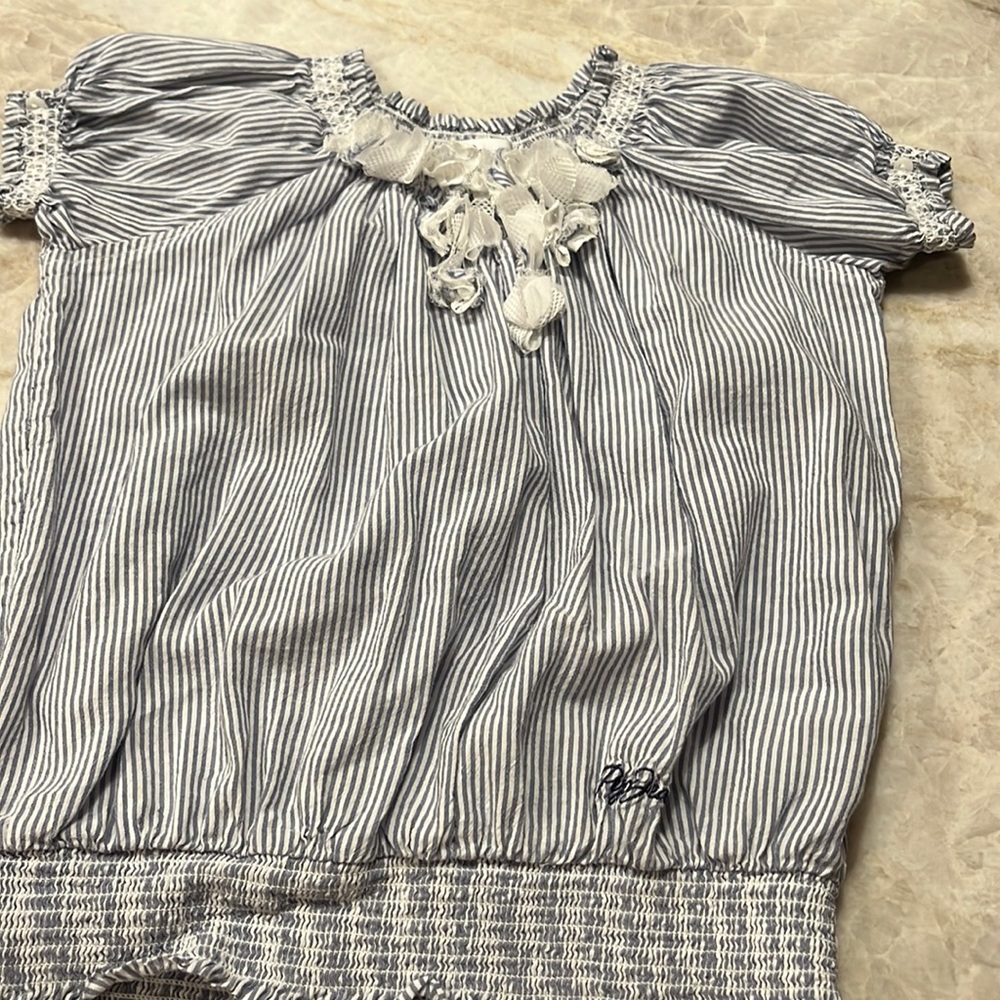 Blue and white top